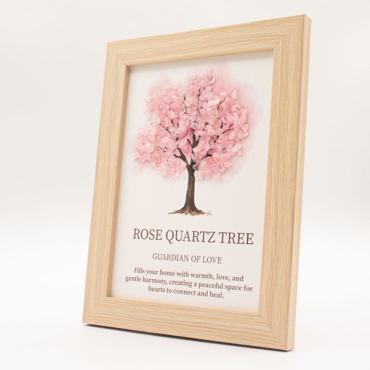Cuadro Árbol de la Vida con Cuarzo Rosa Natural 21x15cm