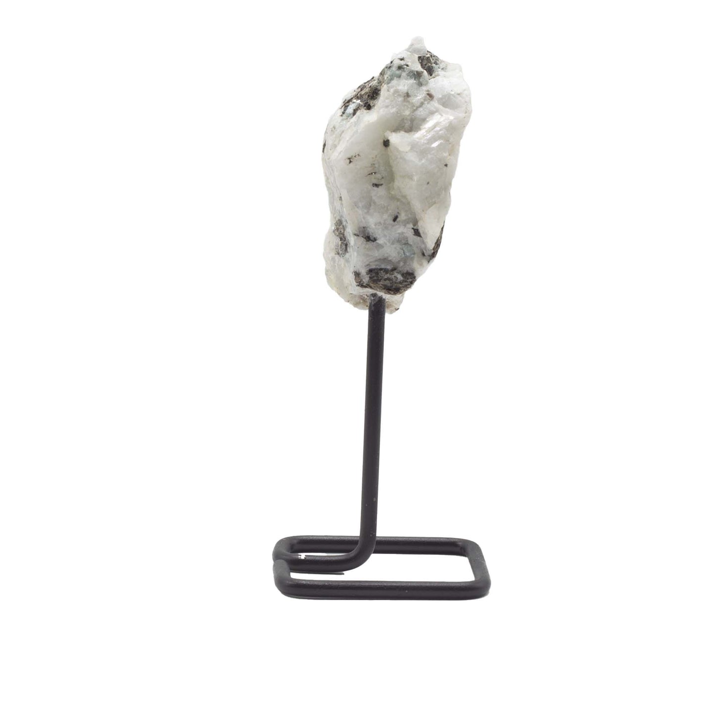 Mineral en Soporte Metálico de Piedra Lunar Arcoíris Decoración Espiritual y Energética