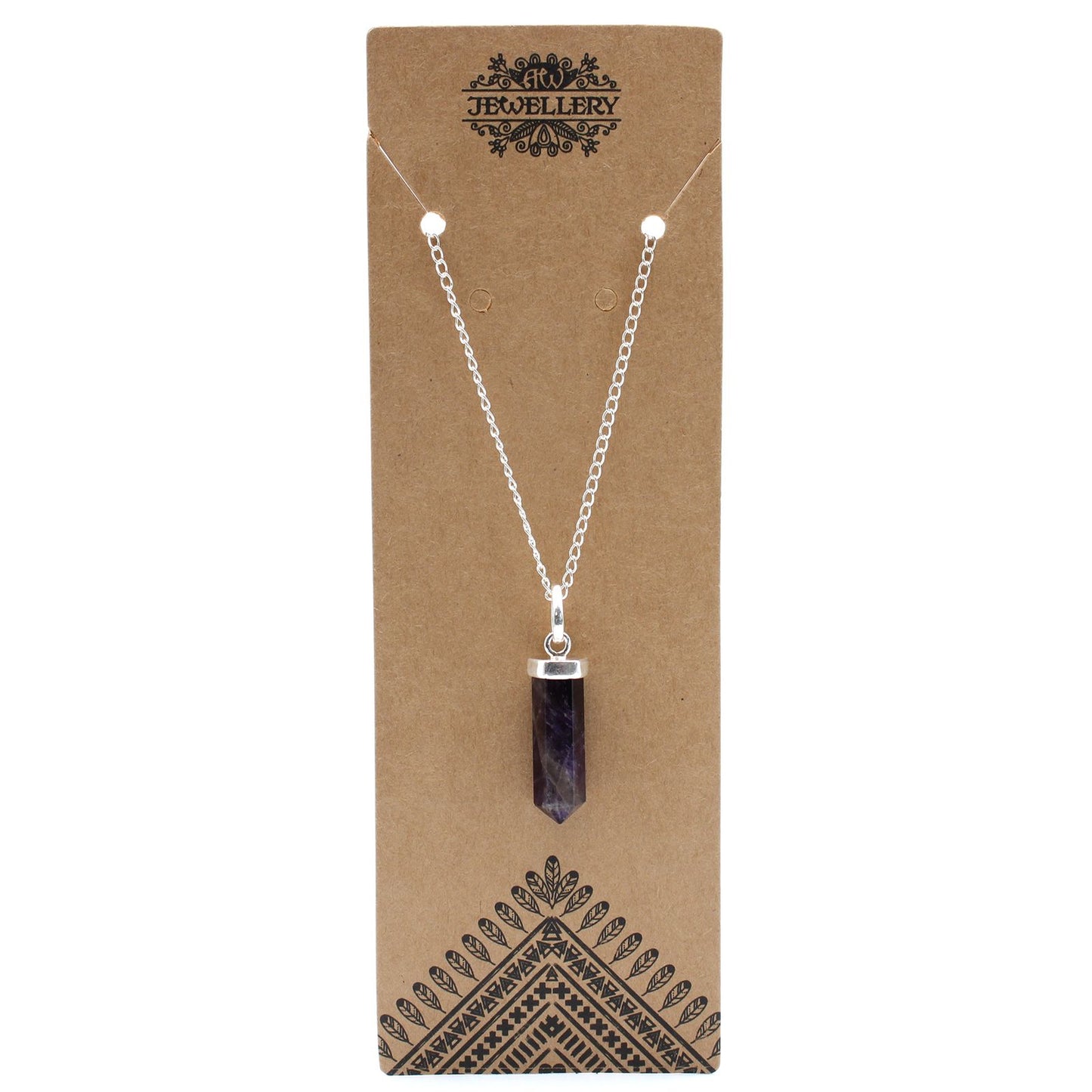 Collar Punta Hexagonal de Amatista con Cadena Plateada – Calma y Protección