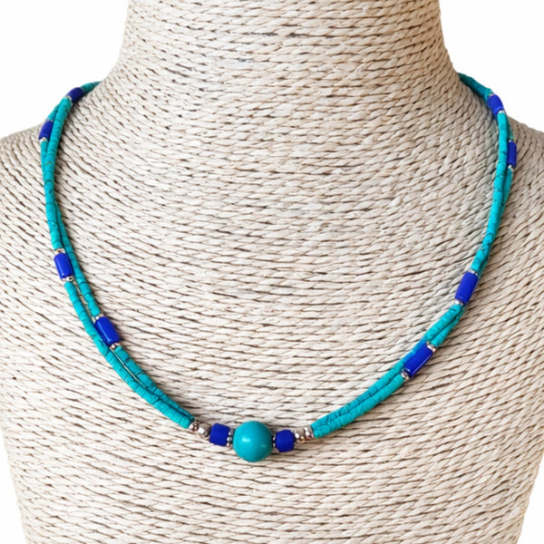 Collar Nepalí Extrafino Lapislázuli & Malaquita | Joya de Bienestar Consciente