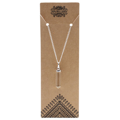 Collar Punta Clásica de Cuarzo de Roca con Cadena Plateada – Claridad y Equilibrio