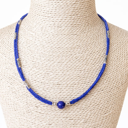 Collar Nepalí Extrafino Dos Líneas · Ónix Azul & Lapislázuli | Joya de Poder e Intuición