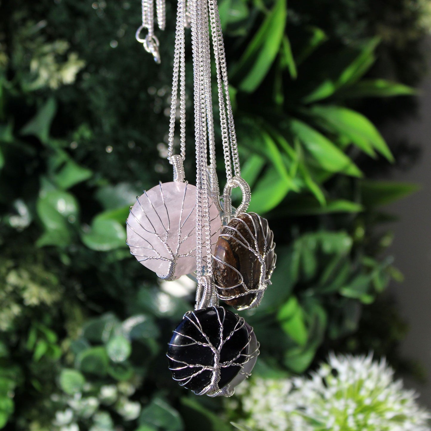 Colgante Árbol de la Vida con Cuarzo Rosa – Amor, Calma y Equilibrio Emocional