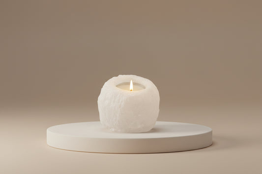 Portavelas de Sal Blanca del Himalaya 600-800g - Luz Natural Premium