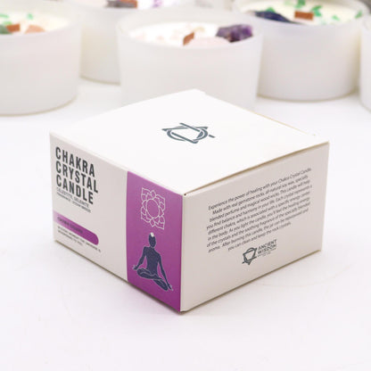Vela de Cristal de Chakra Corona – Vela Energética con Amatista y Cuarzo de Roca