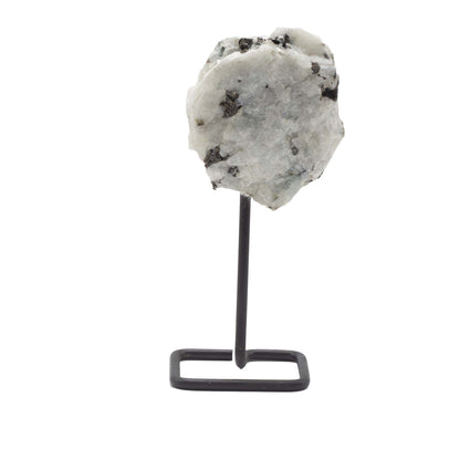 Mineral en Soporte Metálico de Piedra Lunar Arcoíris Decoración Espiritual y Energética