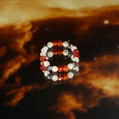 Conjunto de Anillos de Gema Espíritu Ninfa Amor y Fuego | Set de Anillos Ajustables con Piedras Naturales