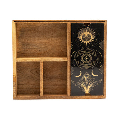 Cajas para cartas del tarot de cuatro compartimentos con soporte para cartas