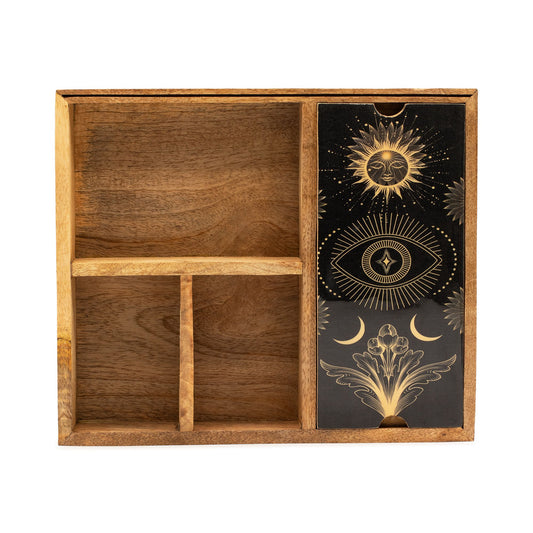 Cajas para cartas del tarot de cuatro compartimentos con soporte para cartas