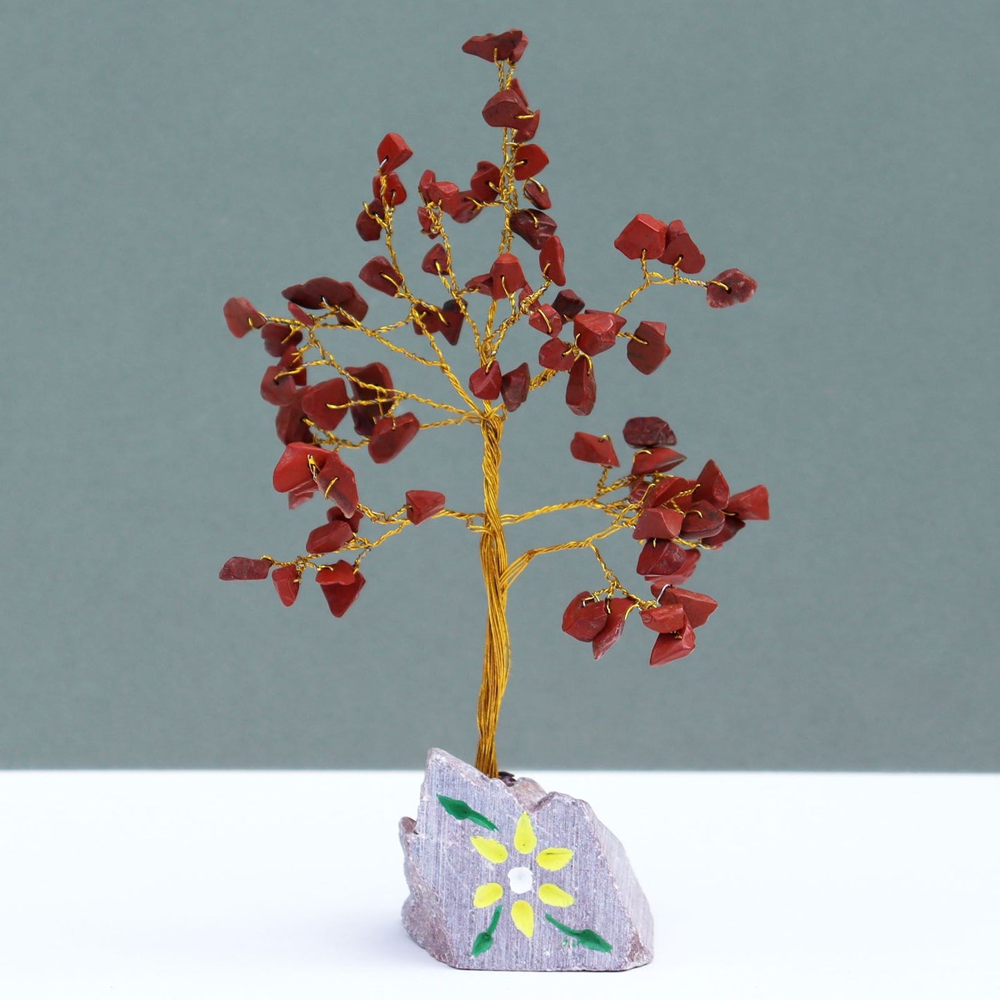 Árbol Decorativo de Jaspe Rojo con 80 Piedras Naturales