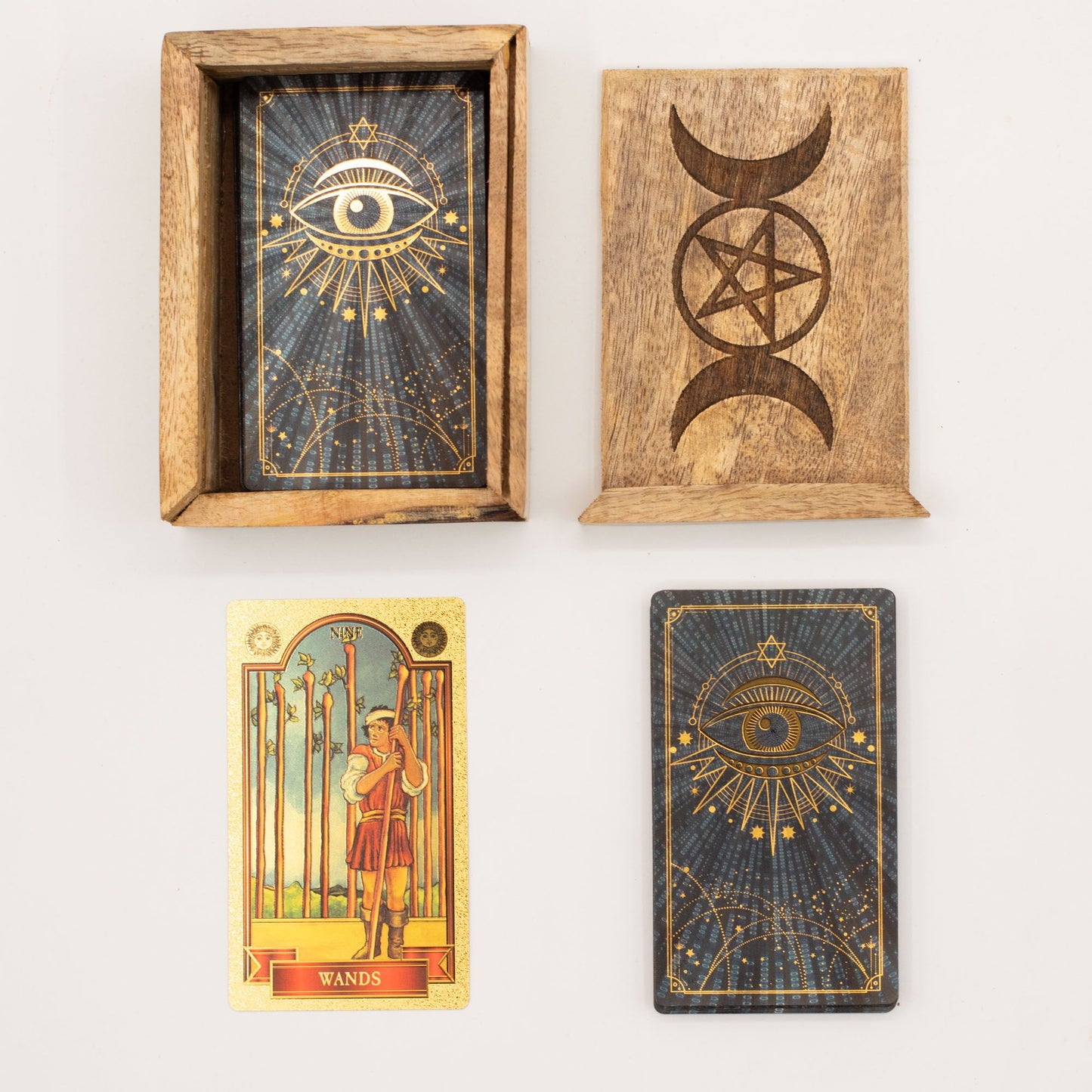 Pequeña caja para cartas de Tarot con soporte para cartas