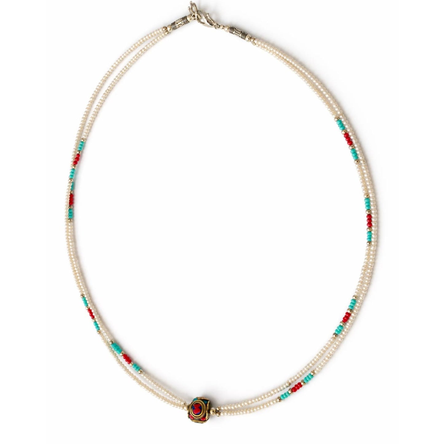 Collar Nepalí Extrafino Dos Vueltas · Perla & Turquesa | Joya Artesanal del Himalaya