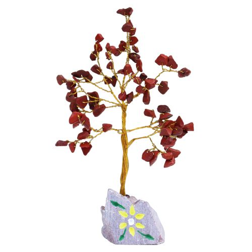 Árbol Decorativo de Jaspe Rojo con 80 Piedras Naturales