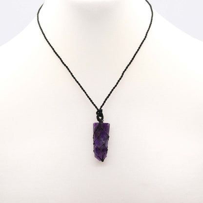 Collar Punta de Amatista con Cordón Trenzado – Protección y Claridad Mental