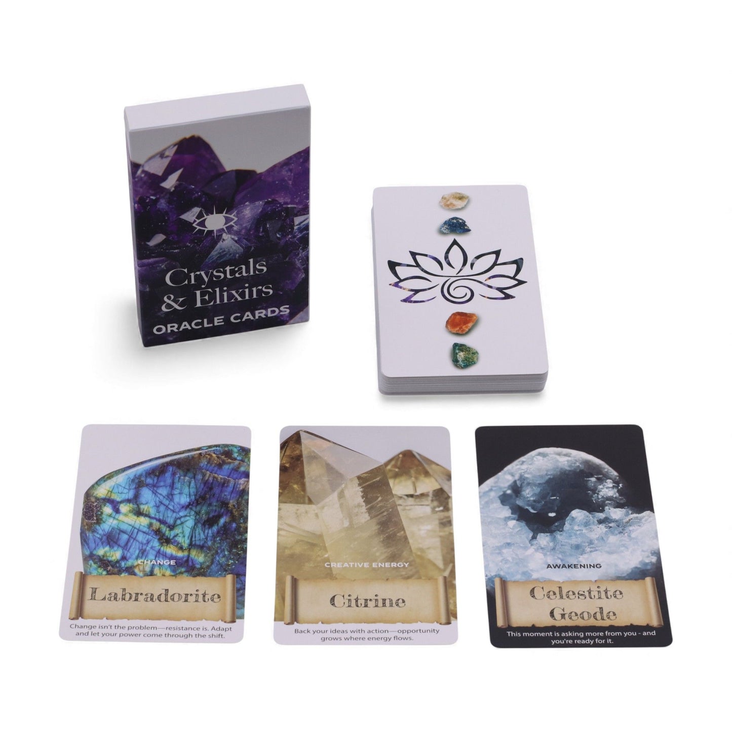 Cartas del Oráculo de Cristales y Elixires – Baraja de Energía Curativa