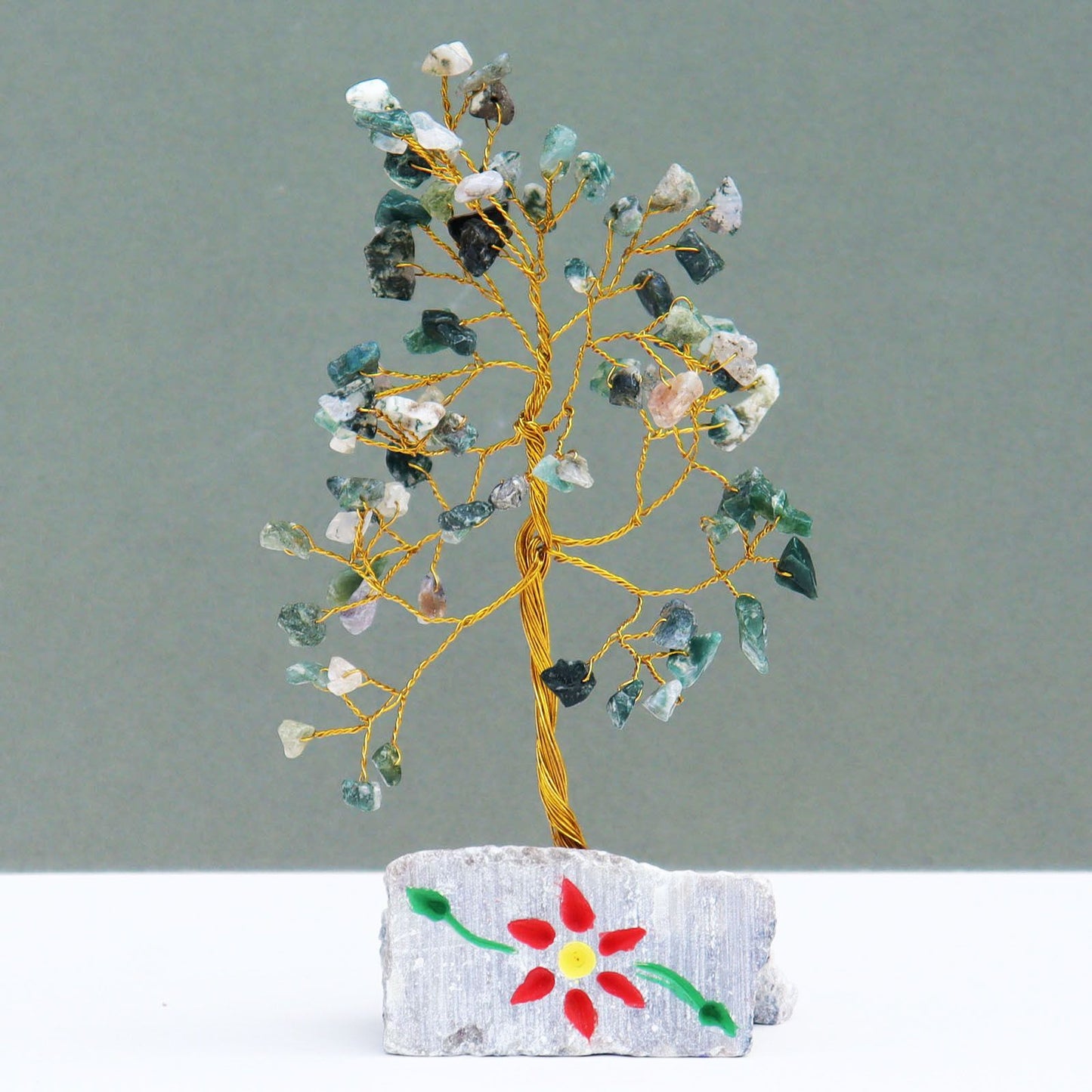 Árbol Ágata Musgo 80 Chips - Árbol de la Vida Artesanal Compacto