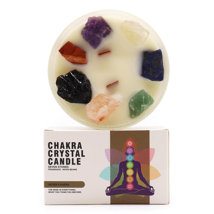 Vela de Cristal de Chakra 7 Chakras – Vela Energética con Piedras Naturales