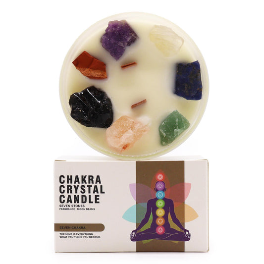 Vela de Cristal de Chakra 7 Chakras – Vela Energética con Piedras Naturales