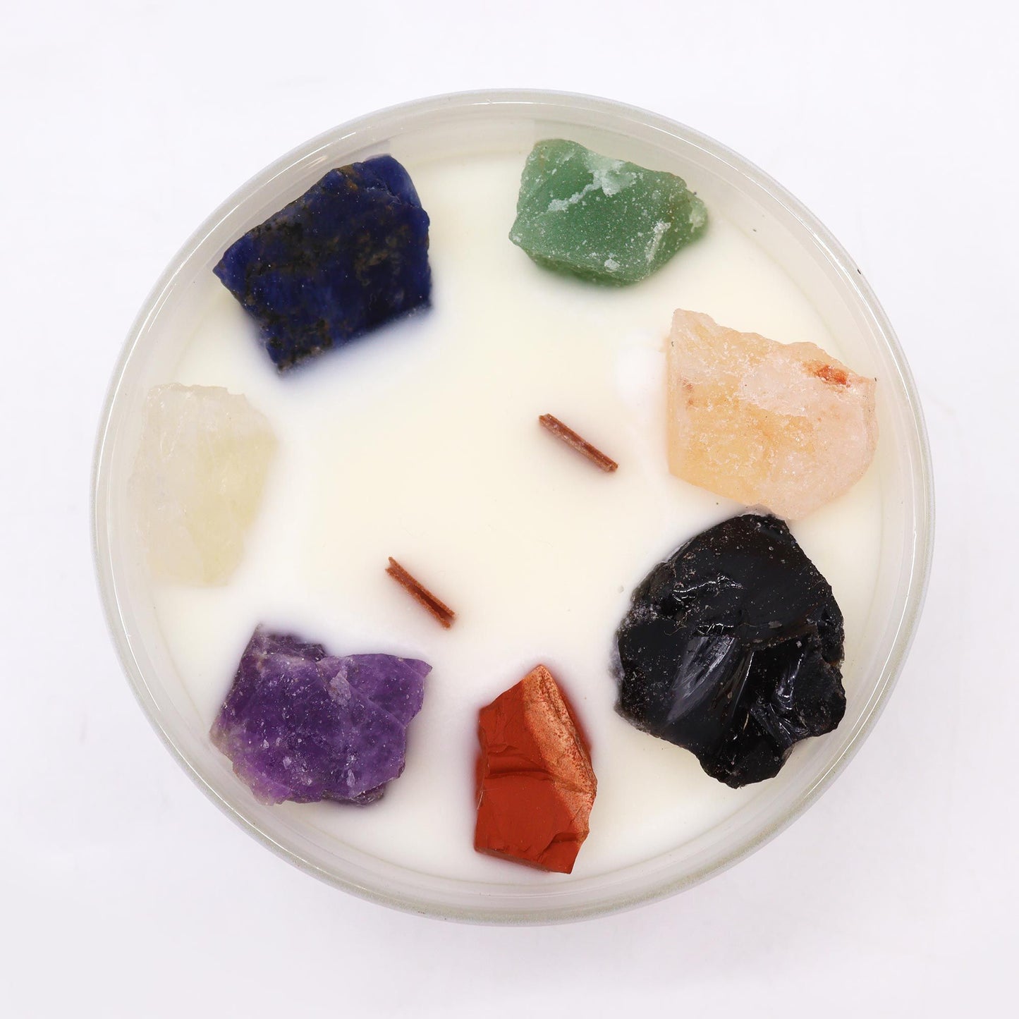 Vela de Cristal de Chakra 7 Chakras – Vela Energética con Piedras Naturales