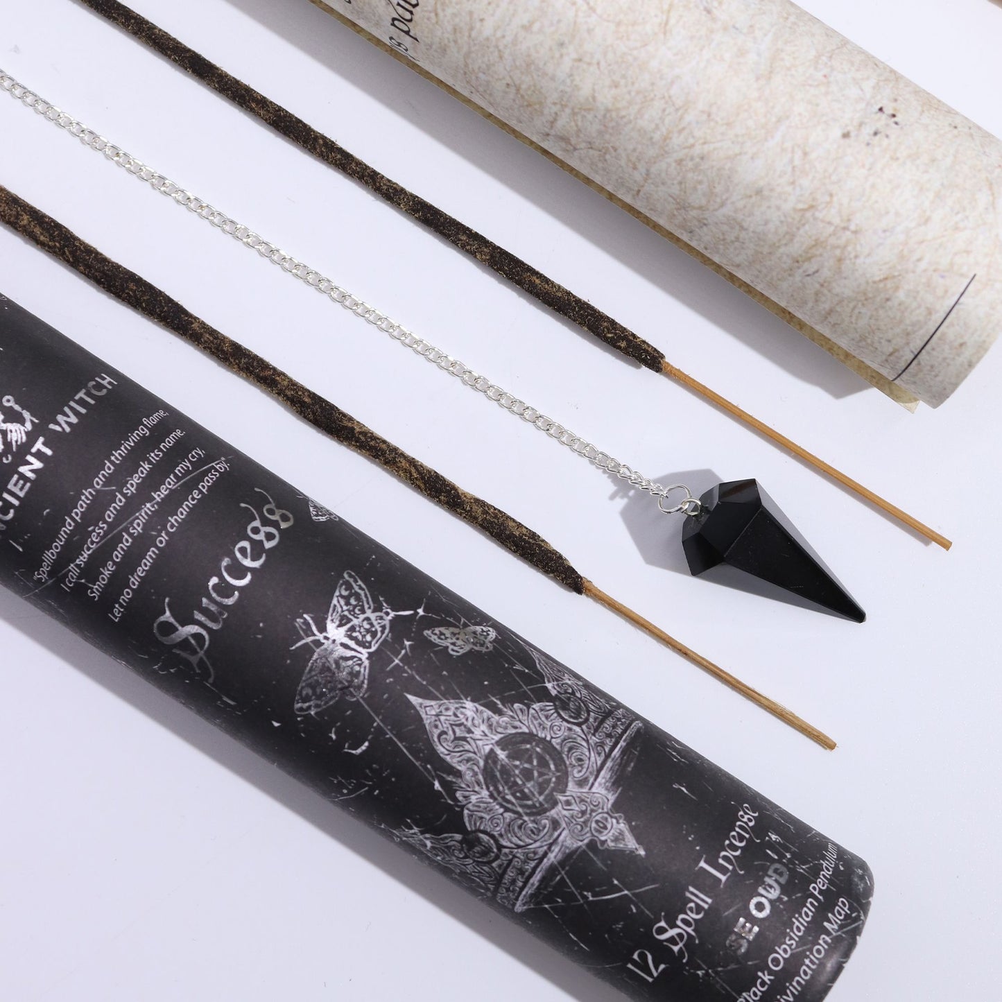 Incienso Ritual de Éxito con Péndulo de Obsidiana Negra