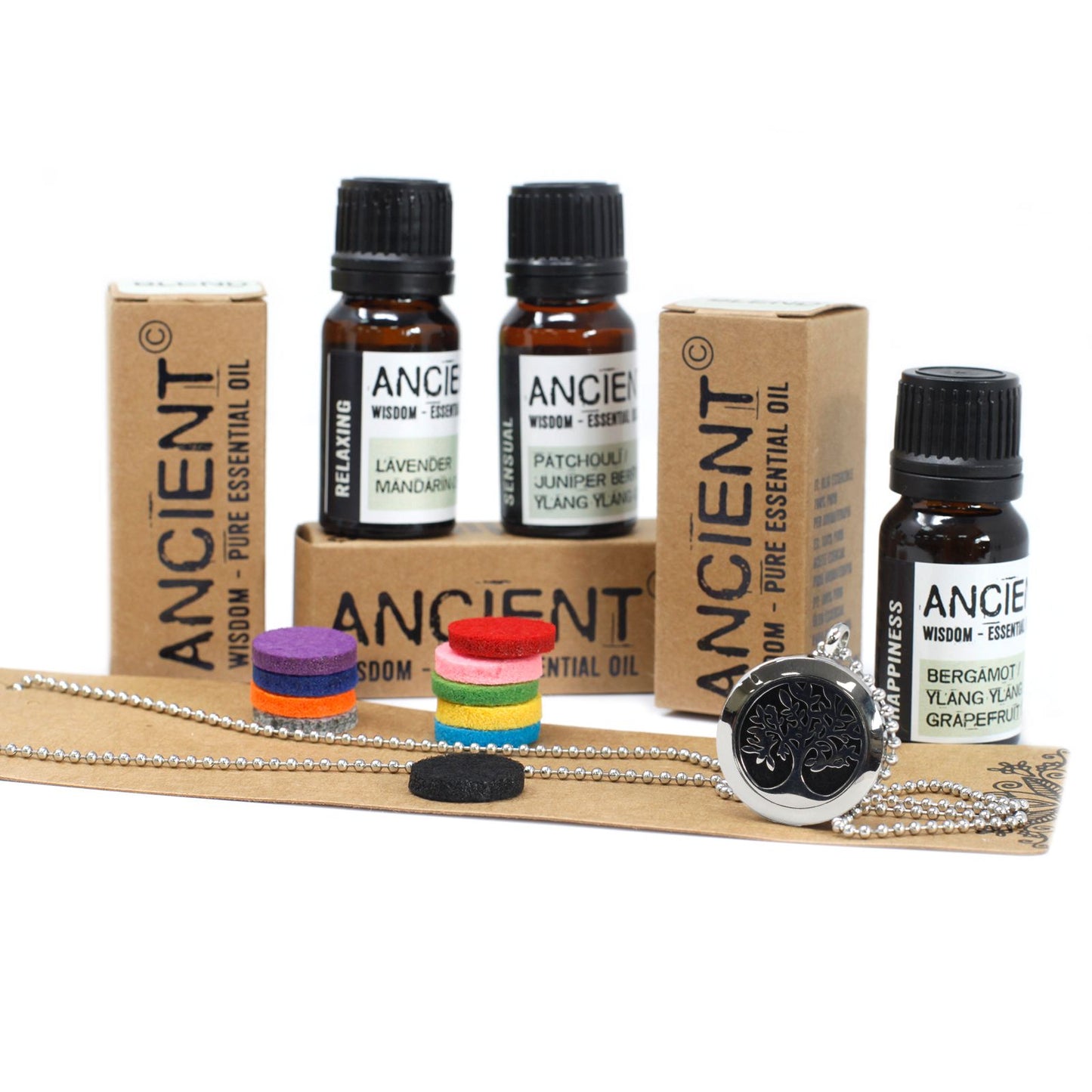 Difusor Aromaterapia 25mm Árbol de la Vida + 3 Aceites Esenciales Naturales