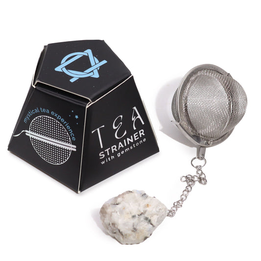 Colador de Té con Piedra Lunar Arcoíris en Bruto