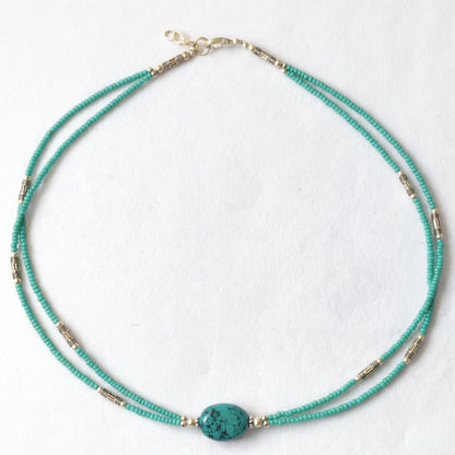 Collar Nepalí Extrafino Turquesa & Lapislázuli | Joya Artesanal de Bienestar