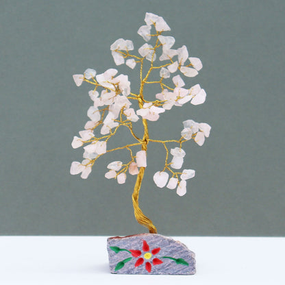 Árbol de gemas de cuarzo rosa para energía y decoración espiritual