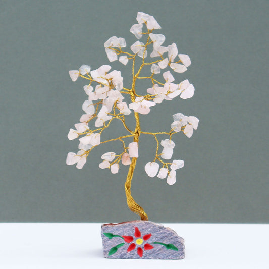 Árbol de gemas de cuarzo rosa para energía y decoración espiritual