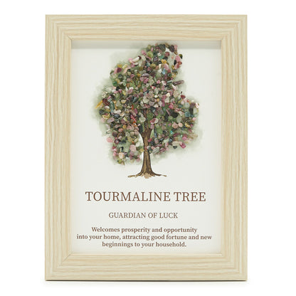 Cuadro Árbol de la Vida con Turmalina Multicolor Natural 21x15cm