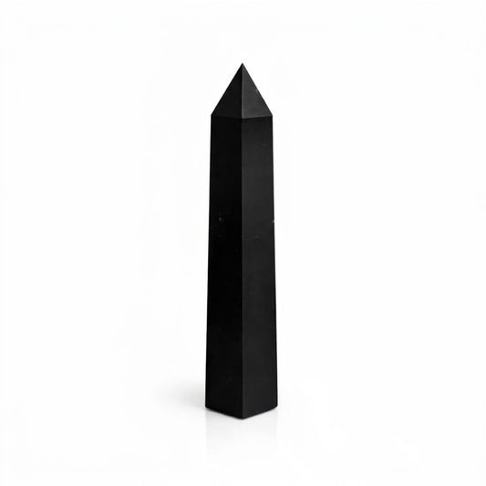 Punta de Turmalina Negra Natural 17 cm Obelisco de Protección Energética