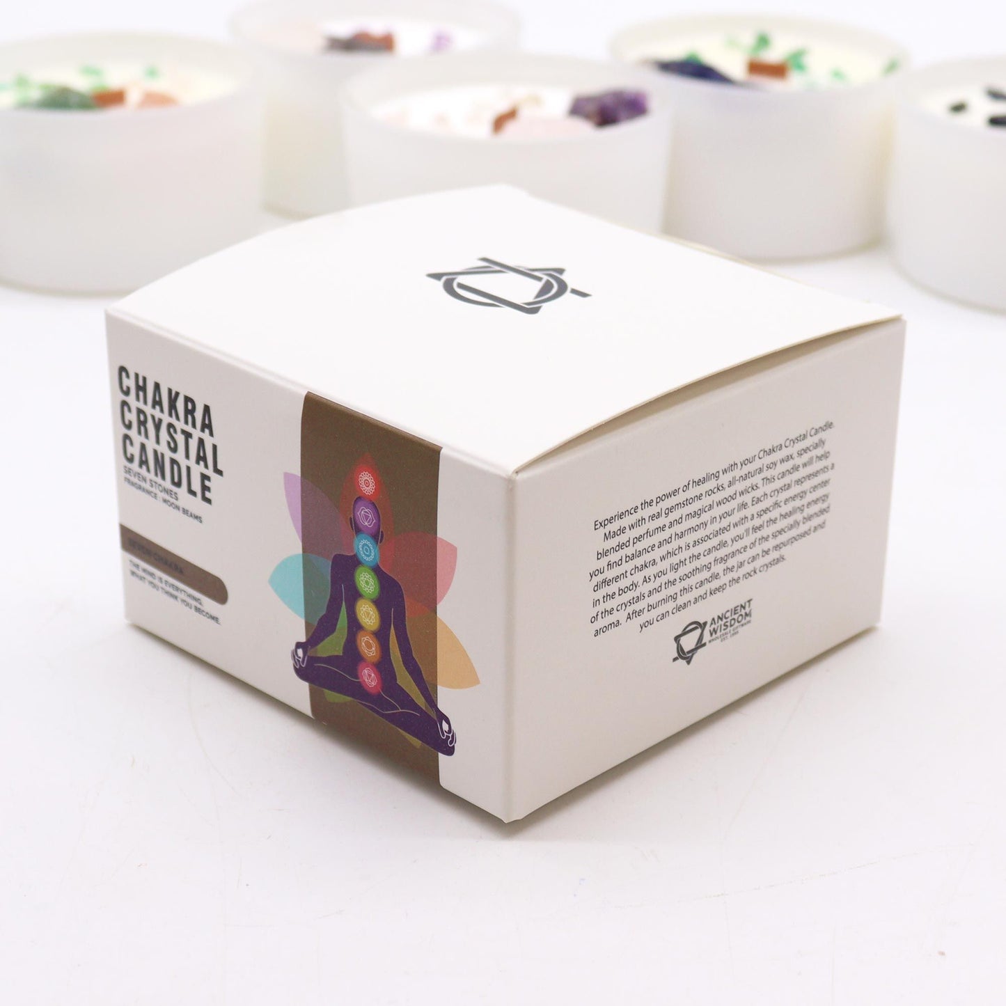 Vela de Cristal de Chakra 7 Chakras – Vela Energética con Piedras Naturales