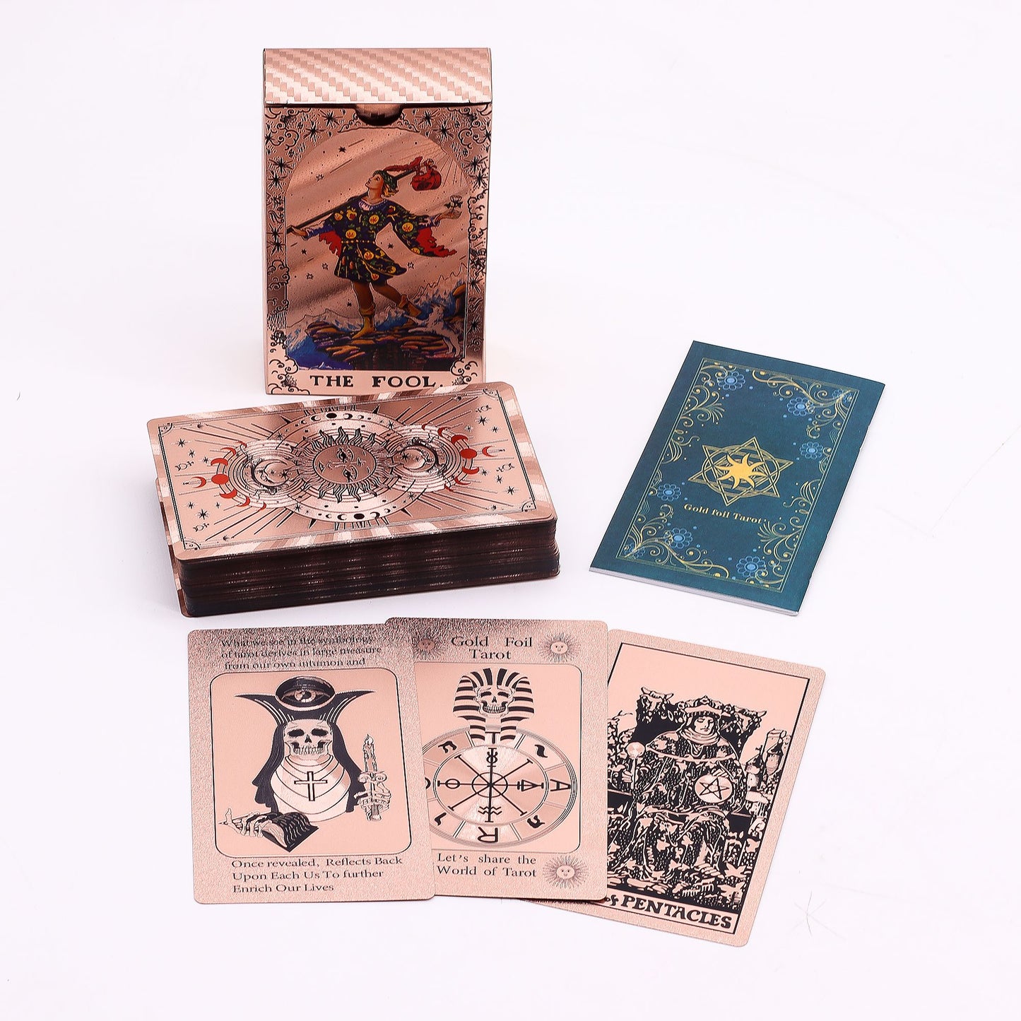 Set de cartas de Tarot en oro rosa - Fase lunar - con folleto