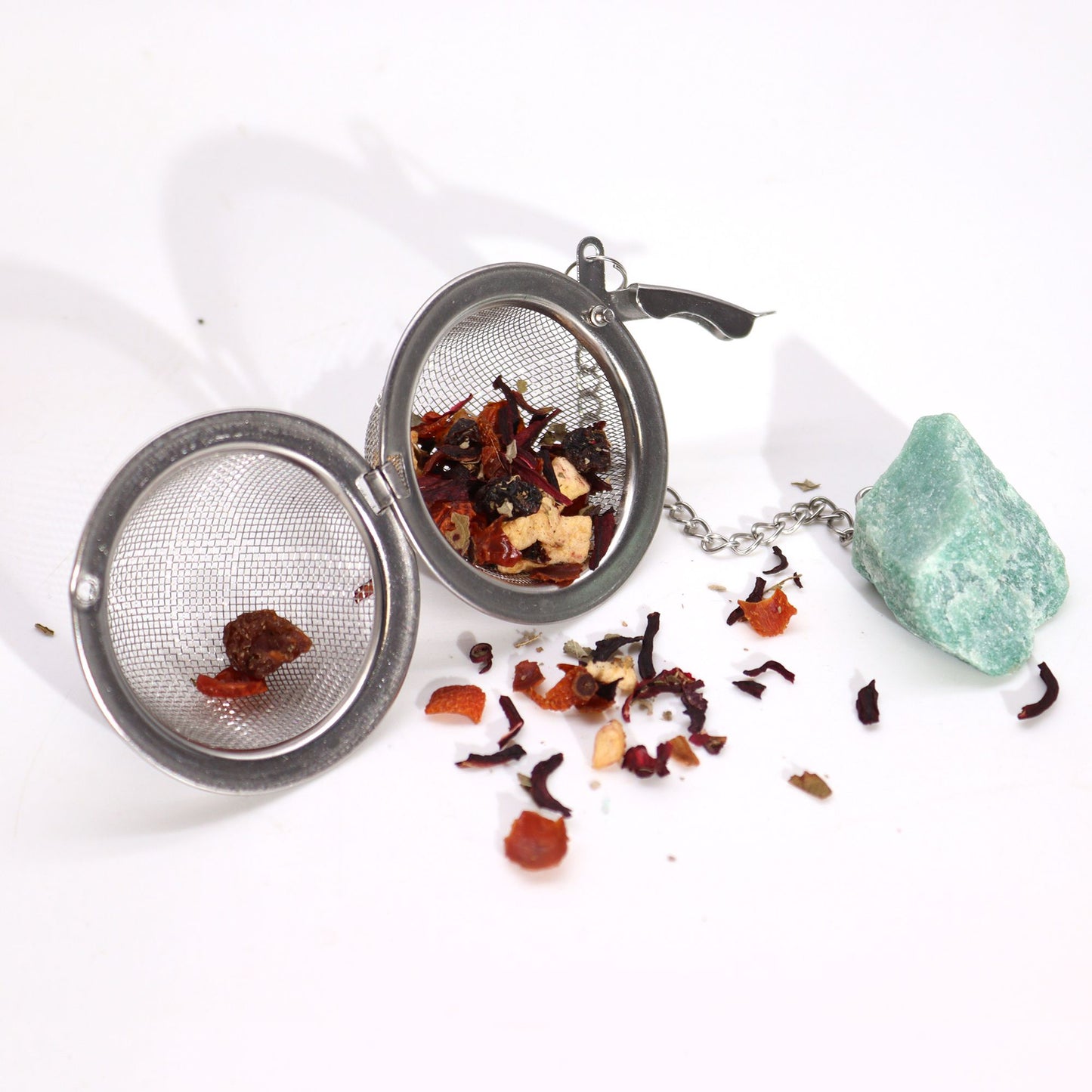 Colador de té de piedras preciosas de cristal crudo - Cuarzo rosa