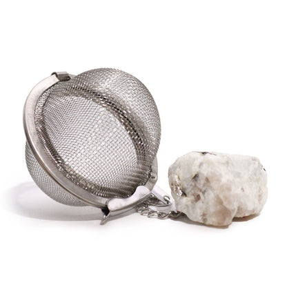 Colador de Té con Piedra Lunar Arcoíris en Bruto