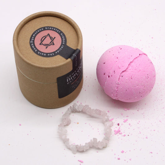 Bomba de Baño con Pulsera de cuarzo rosa Bergamota  Relajación y Amor Propio