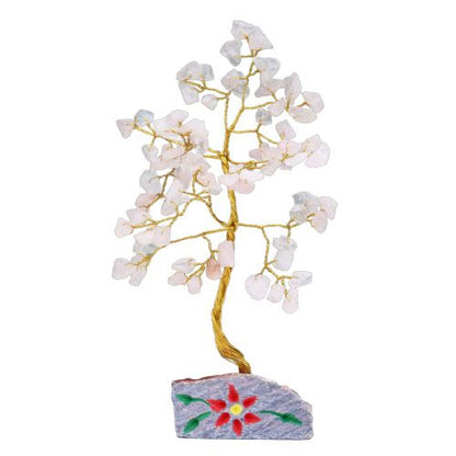 Árbol de gemas de cuarzo rosa para energía y decoración espiritual