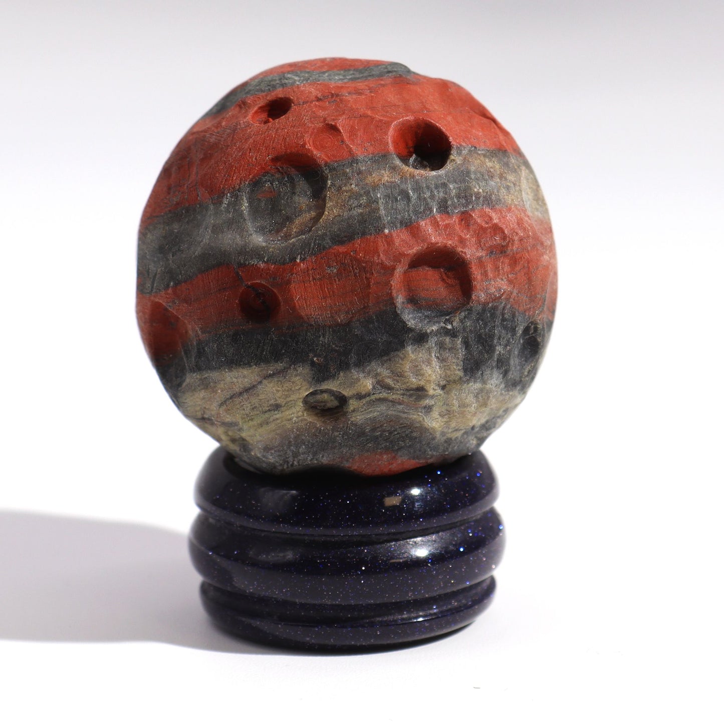 Planeta de Jaspe Rojo con Soporte Solar (Marte) 40 mm Esfera de Piedra Natural