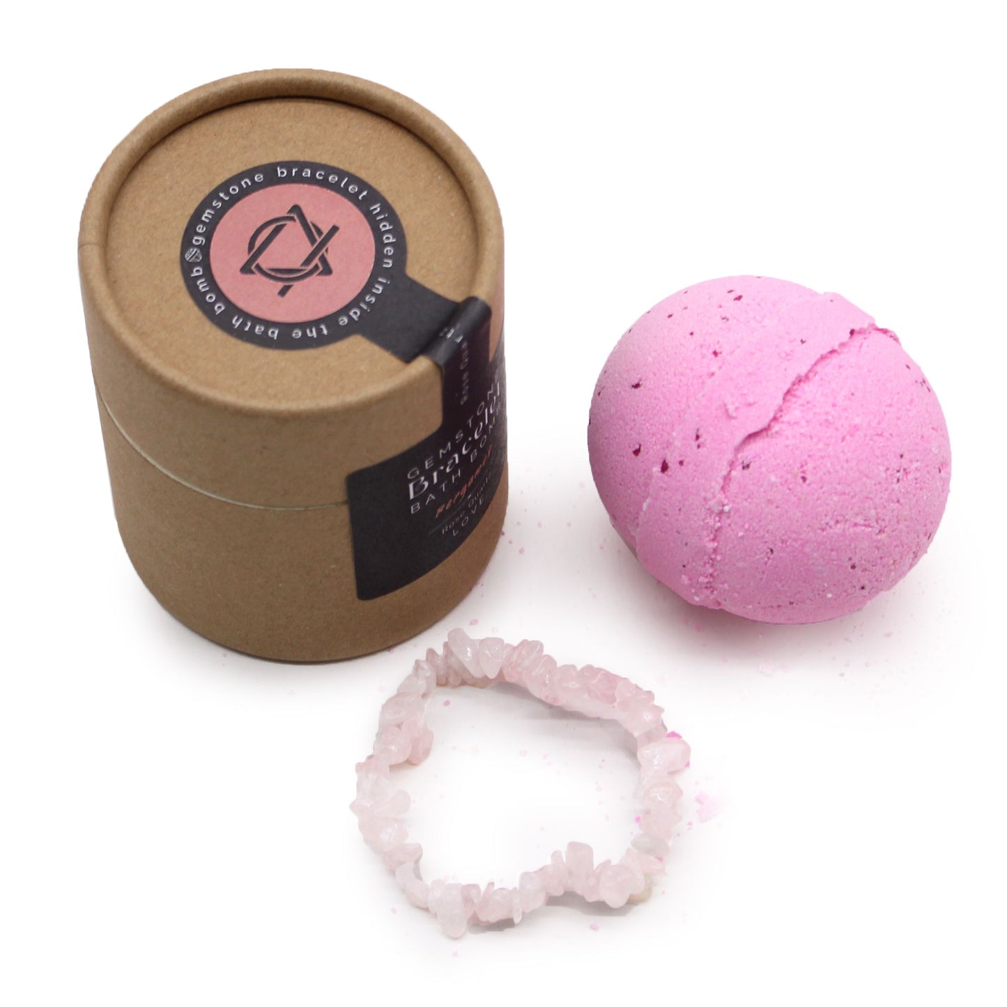 Bomba de Baño con Pulsera de cuarzo rosa Bergamota  Relajación y Amor Propio