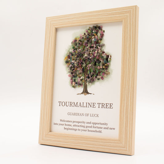 Cuadro Árbol de la Vida con Turmalina Multicolor Natural 21x15cm