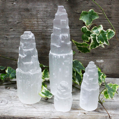Torre de Selenita 10cm | Purificación Espacio + Energía Positiva | Meditación