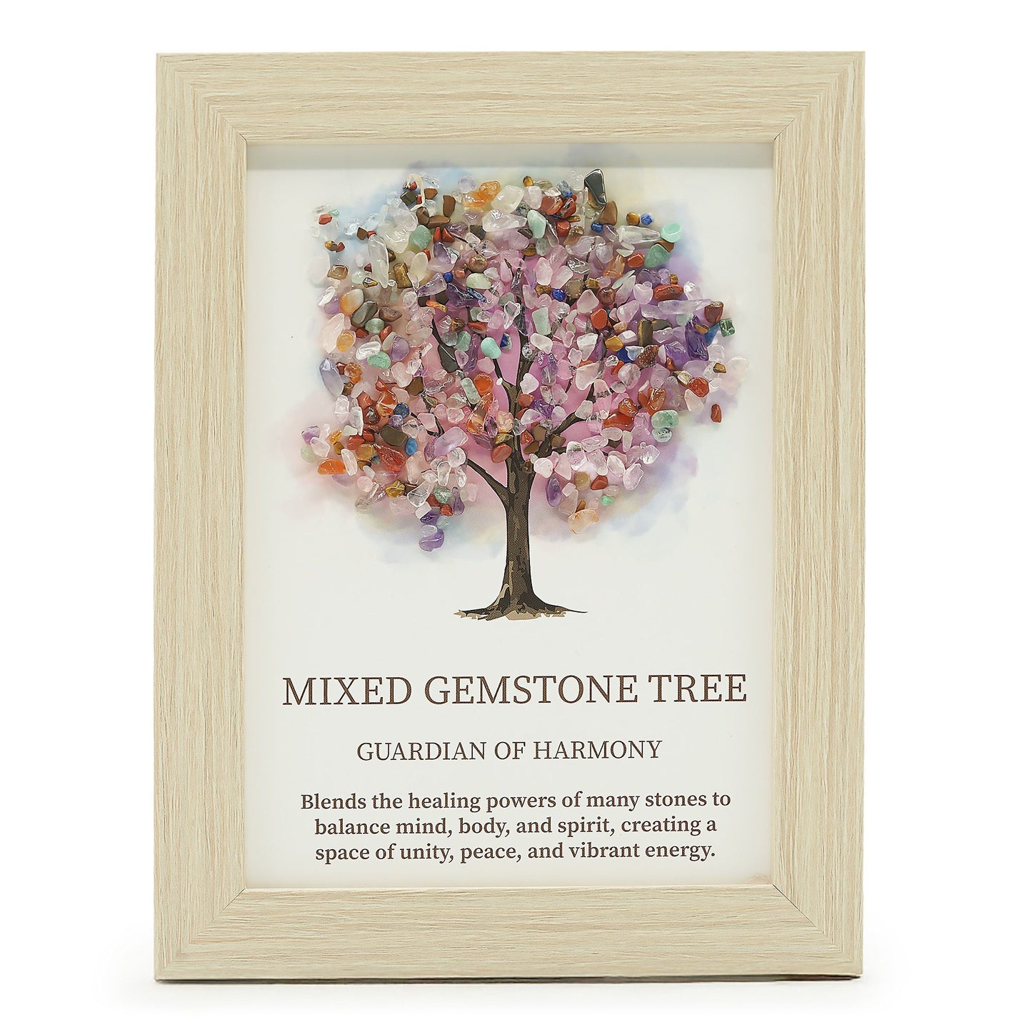 Cuadro Árbol de la Vida con Cristales Multicolor Naturales 21x15cm