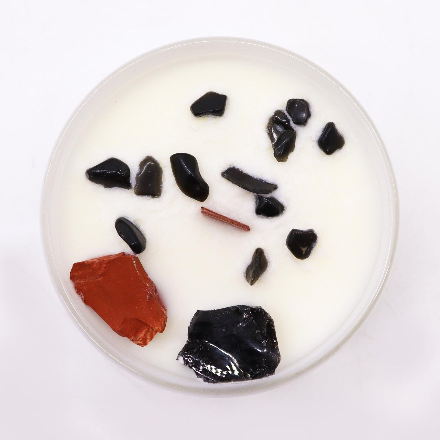 Vela de Cristal de Chakra Raíz – Vela Energética con Jaspe Rojo y Ágata Negra