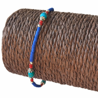 Pulsera Nepalesa Gemas Extrafinas · Ónix Azul | Joya de Fuerza y Protección Profunda