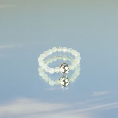 Conjunto de Anillos Puesta de sol marina | Aventurina, Aguamarina y Ojo de Tigre | Anillos Elásticos de Piedras Naturales