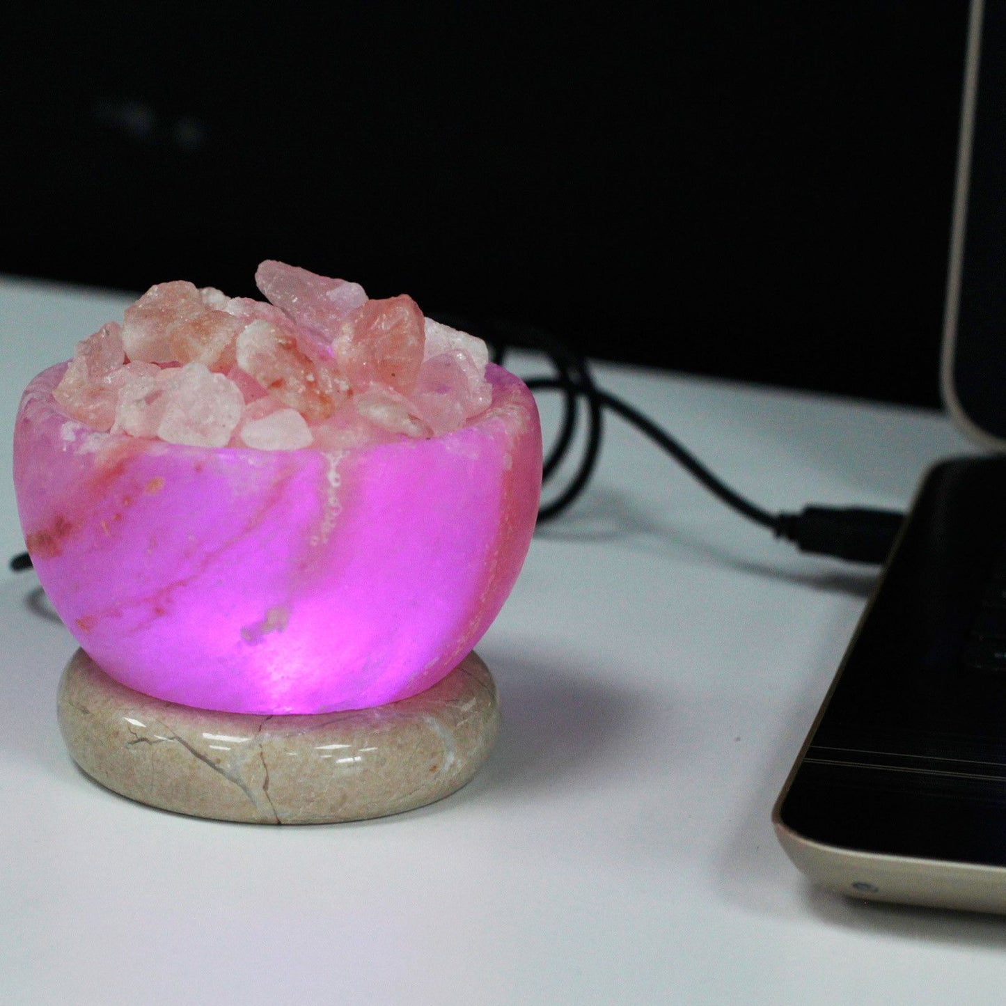 Lámpara de Sal del Himalaya USB para Escritorio – Cuenco de Fuego 800 g