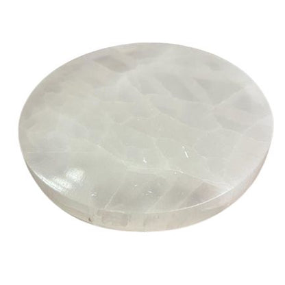 Plato de Carga de Selenita 10 cm Liso • Base para Limpiar y Recargar Cristales