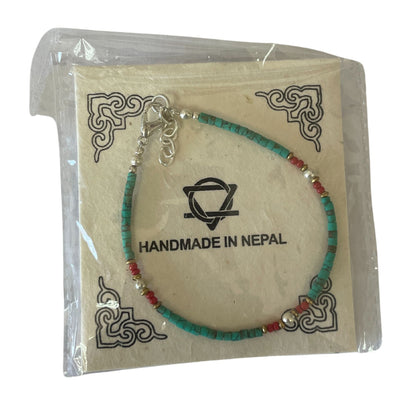Pulsera Nepalí de Gemas Extrafinas – Turquesa y Piedra