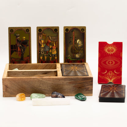 Caja para cartas de Tarot de Tres Secciones con Soporte para Cartas