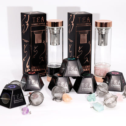 Colador de té de piedras preciosas de cristal crudo - Cuarzo rosa